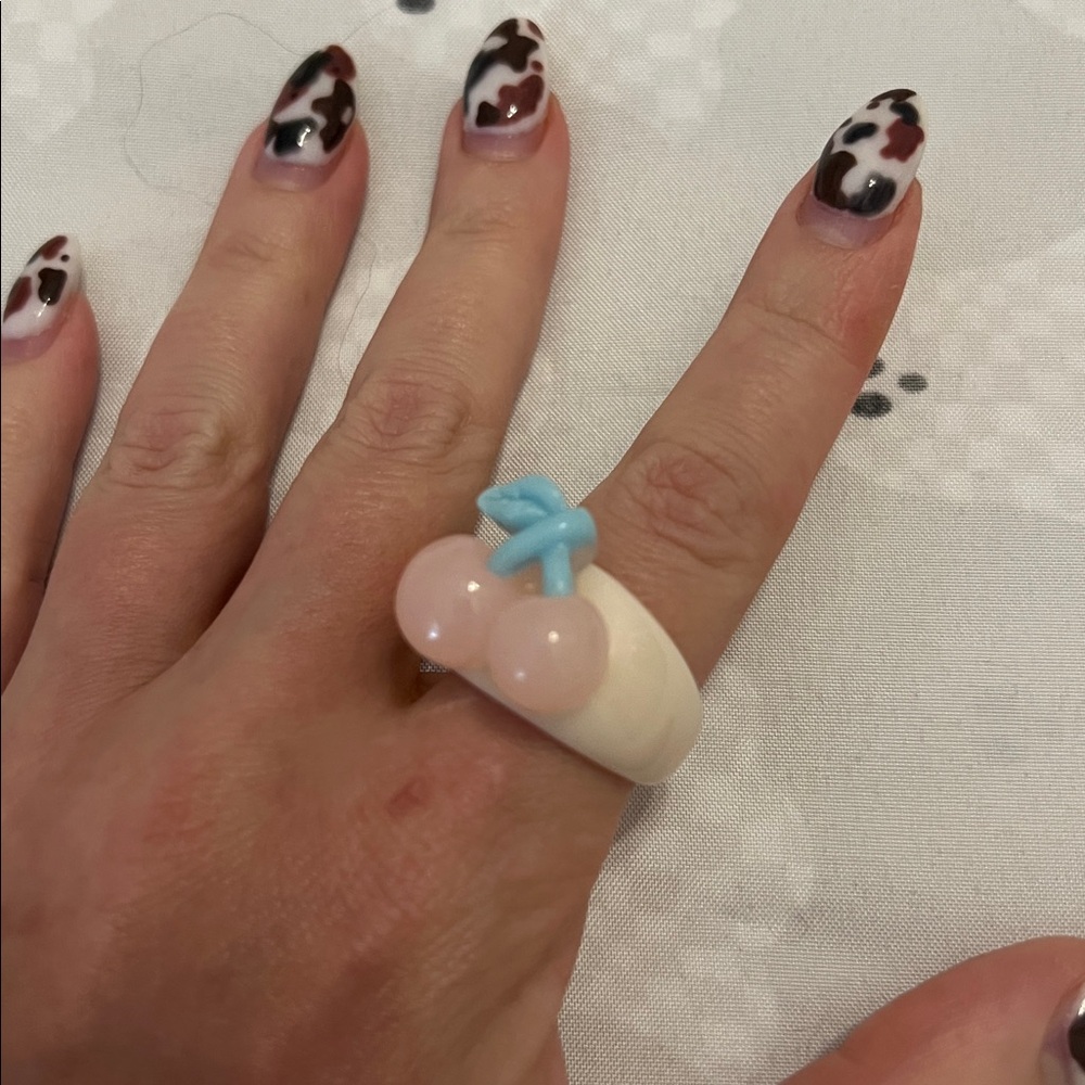 Cute Pink Cherry Ring